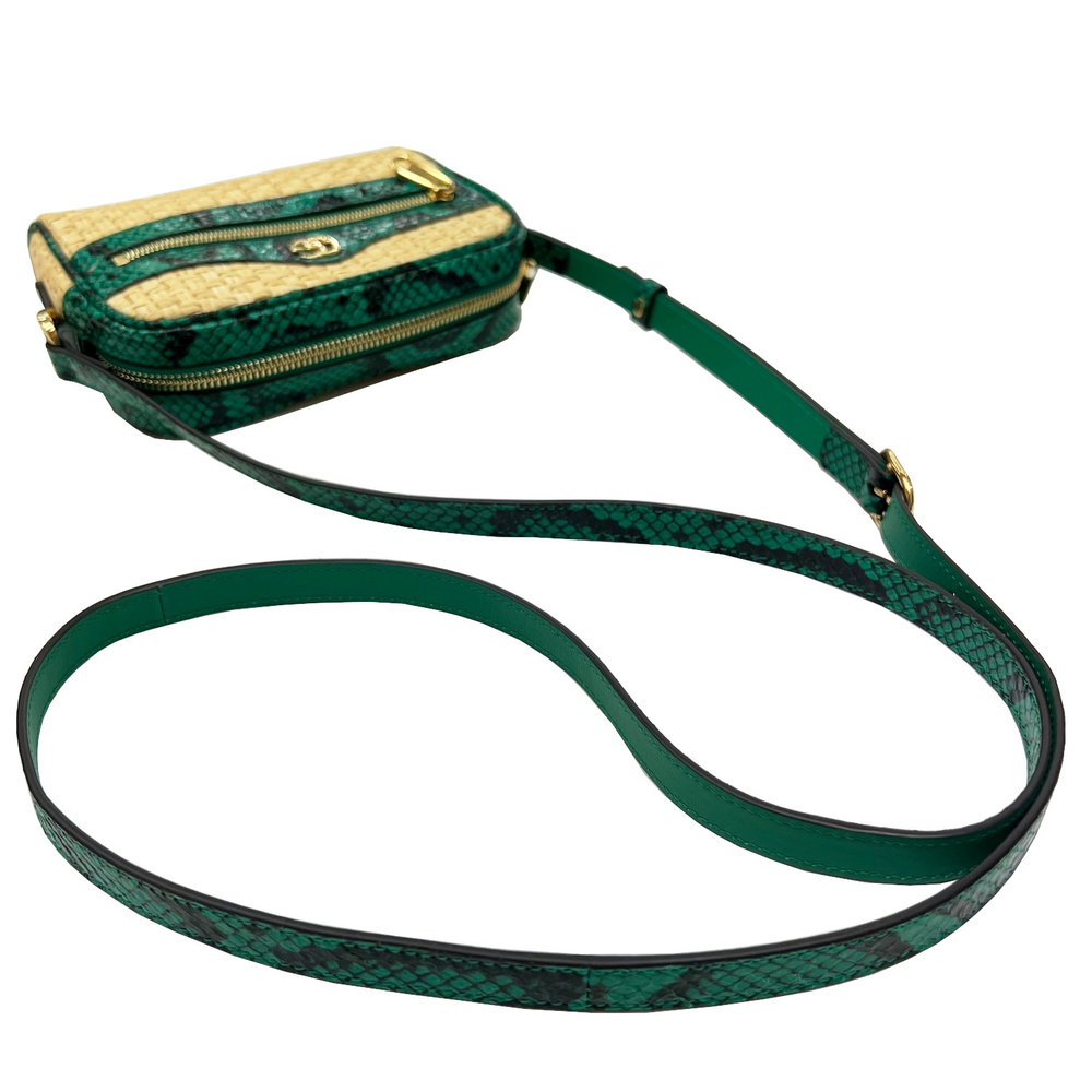 Gucci Ophidia Shoulder Bag Straw Python Green Bei… - image 7